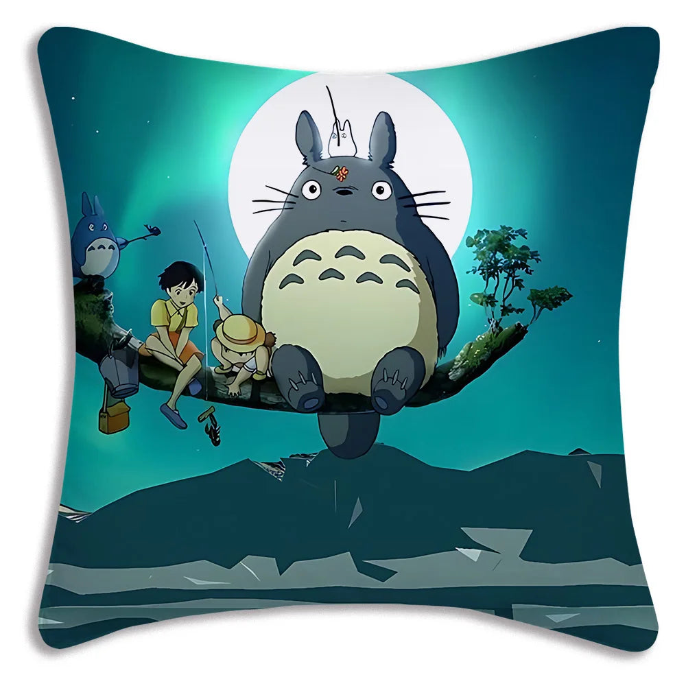 Anime T-TotoroS Kawaii Pillow Covers Cartoon Sofa Decorative Home Double-sided Printing Short Plush Cute Cushion Cover