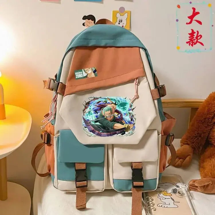 anime One Piece Luffy Zoro anime backpack large capacity student school bag male campus Korean version backpack birthday gift