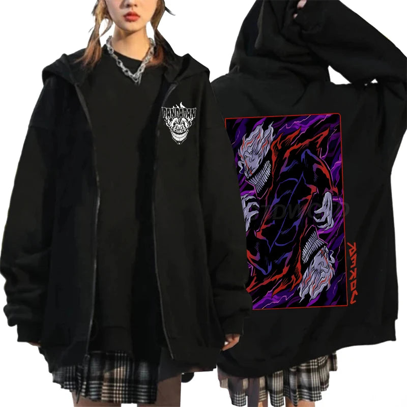 Anime Dandadan Ken Takakura Graphic Print Hooded Men women Zip Up Hoodies Oversized Sweatshirts Harajuku Male Zipper Jacket