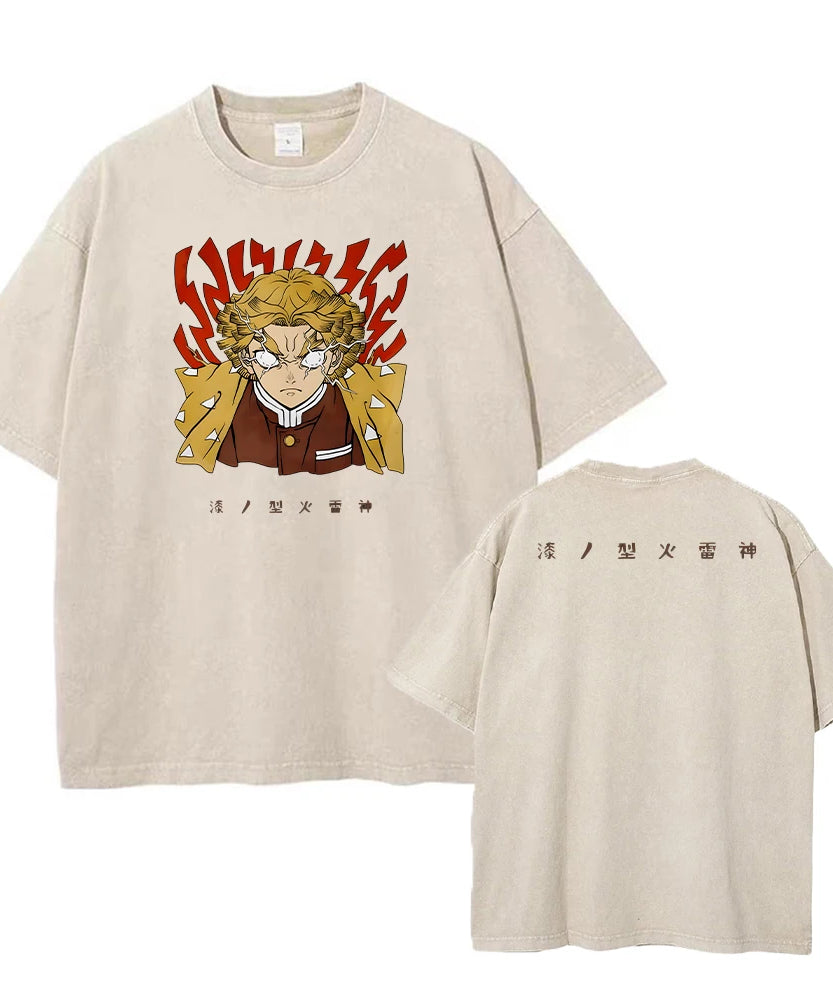 Vintage Demon Slayer Harajuku Tee – Oversized Anime Streetwear Unisex T-Shirt