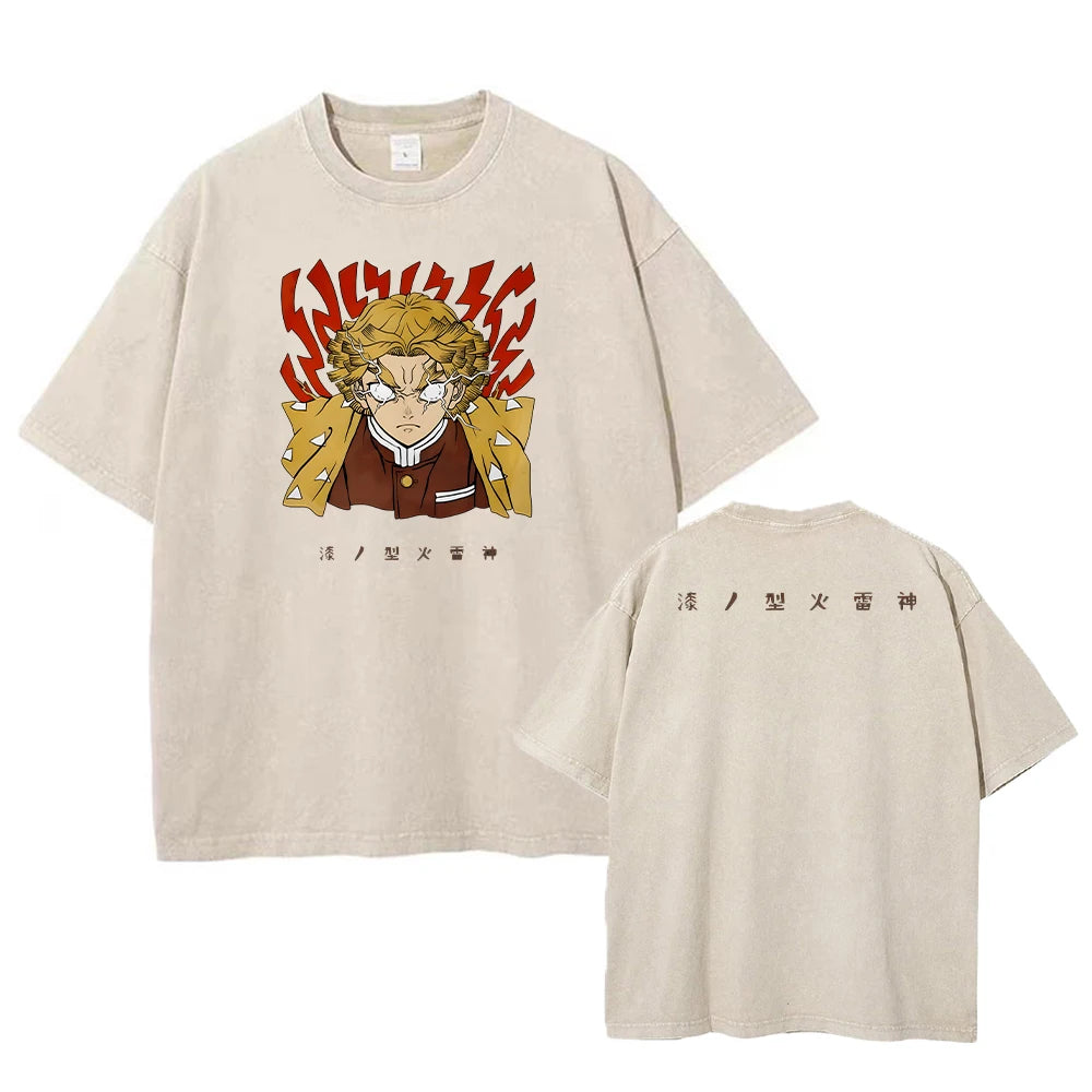 Vintage Demon Slayer Harajuku Tee – Oversized Anime Streetwear Unisex T-Shirt
