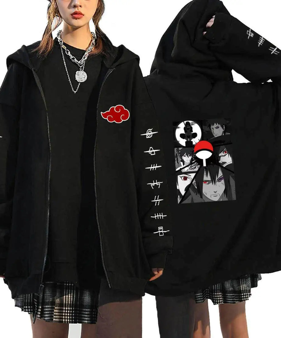 Autumn Zip Up Jacket Anime Naruto Figures Sweatshirt Men Women Plus Size Casual Clothing Harajuku Coat Halloween Gifts