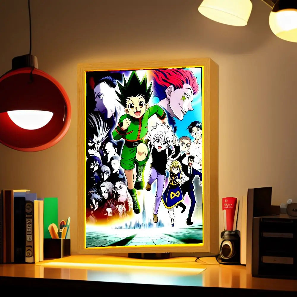 Anime Figure Light Painting Picture Frame Hunter×Hunter Killua Chrollo Led Night Light Moon Lamp Bedroom Home Decor Friends Gift