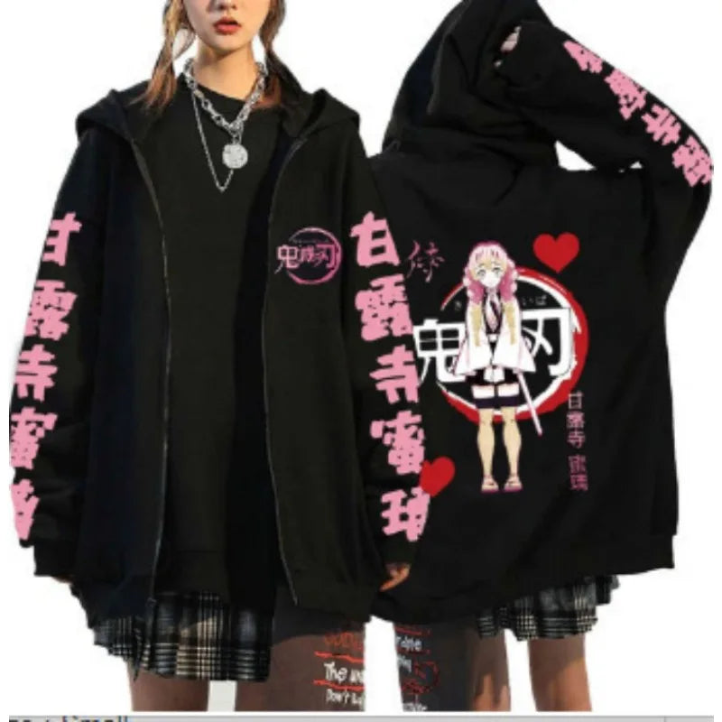 Demon Slayer Zipper Sweatshirts Zip Up Hoodie Anime Hoodies Unisex Hip Hop Streetwear Nezuko Kamado Graphic Y2K Clothes gifts