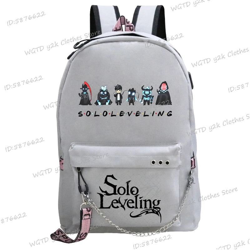 Cute Funny Solo Leveling Anime School Backpack for Teenager Bookbag Fashion Student Zipper Travel Rucksack Women Men Back Pack