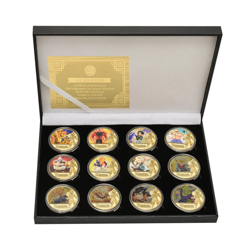 Dragon Ball Gold Plated Gold Coin Son  Goku Vegeta Commemorative Coins Children Classic Anime Peripherals Collection Toy Souvenir