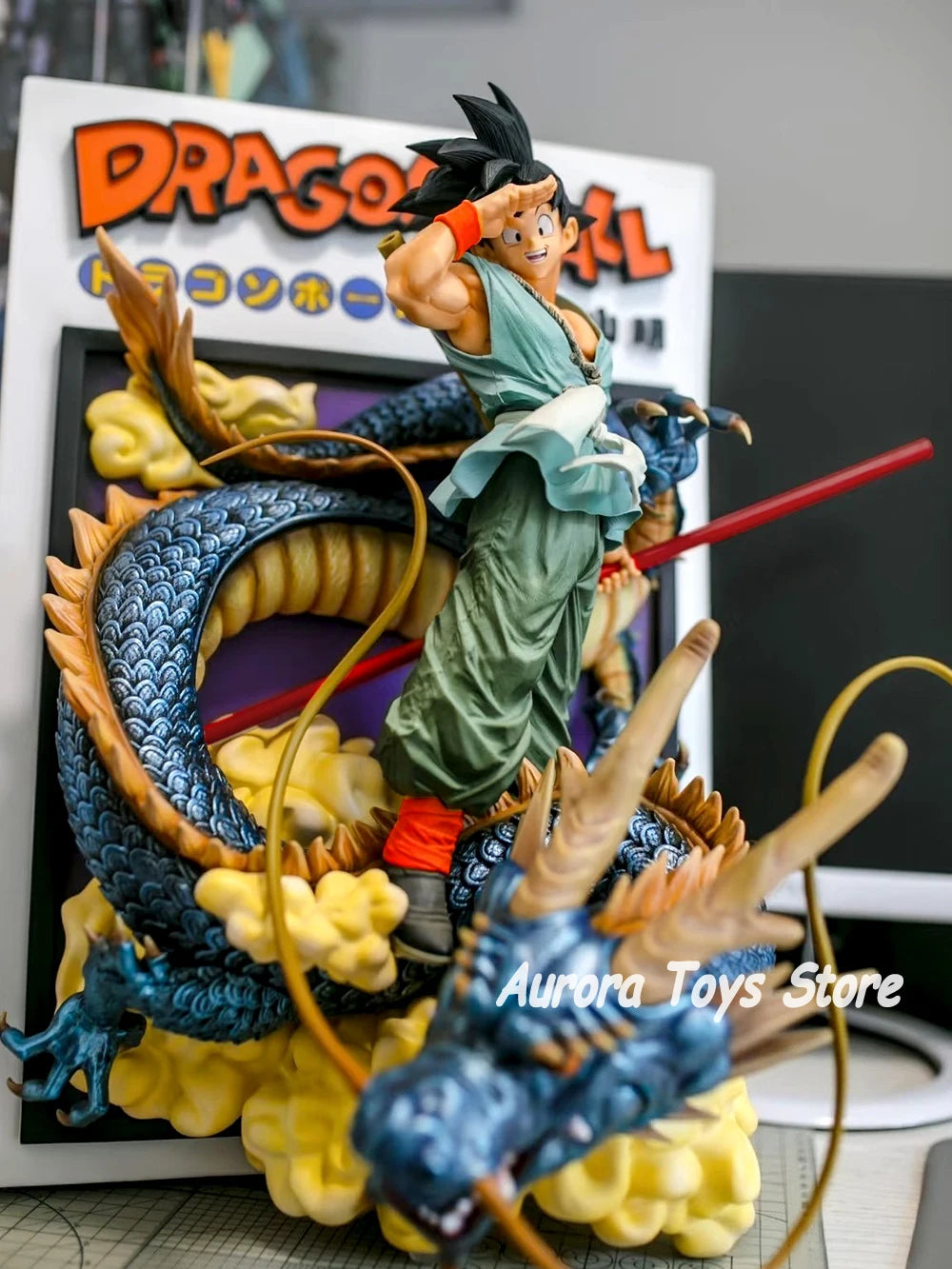 44.5cm/17.52in Anime Dragon Ball Figure Title Page Shenron Goku Action Figures PVC Statue Model Collectible Decoration Toy Gifts