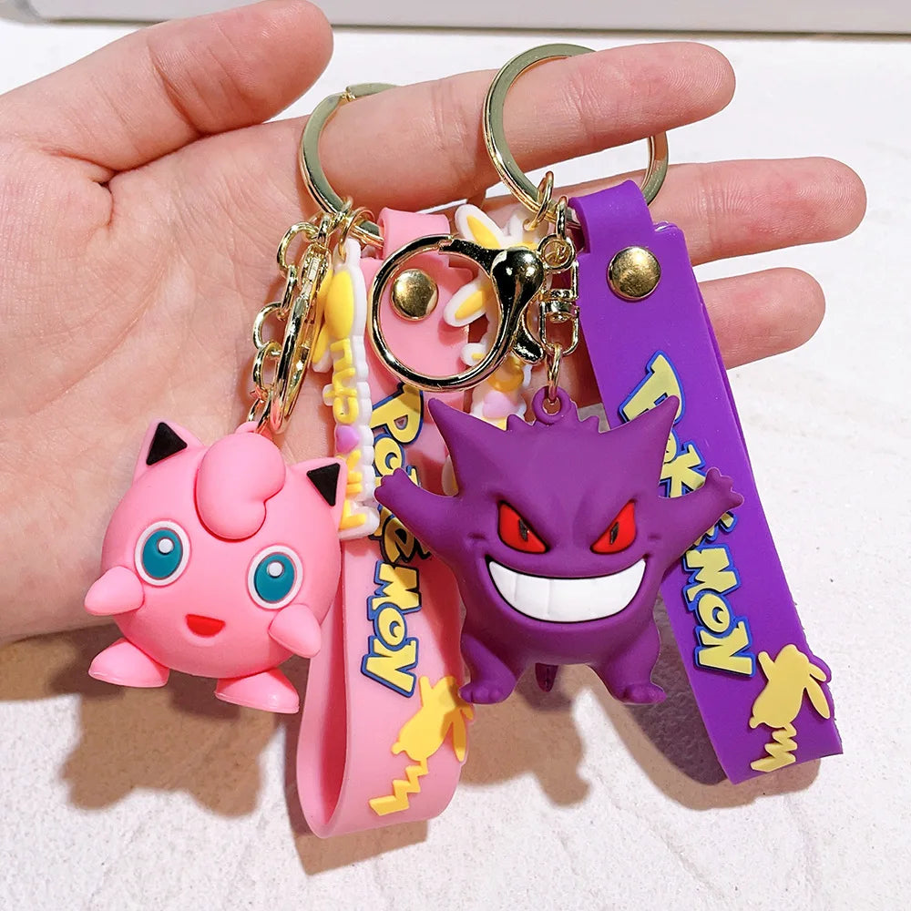 Pocket Monster Pikachu Anime PVC Doll Keychain Pendant Bag Accessories Action Toy Doll Psyduck Charizard Children's Gift