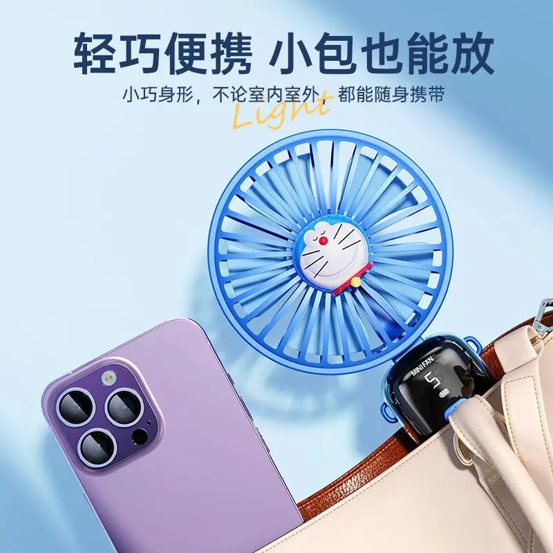 Doraemon Portable USB Fan – Foldable & Silent Cartoon Neck Fan for Students & Gifts