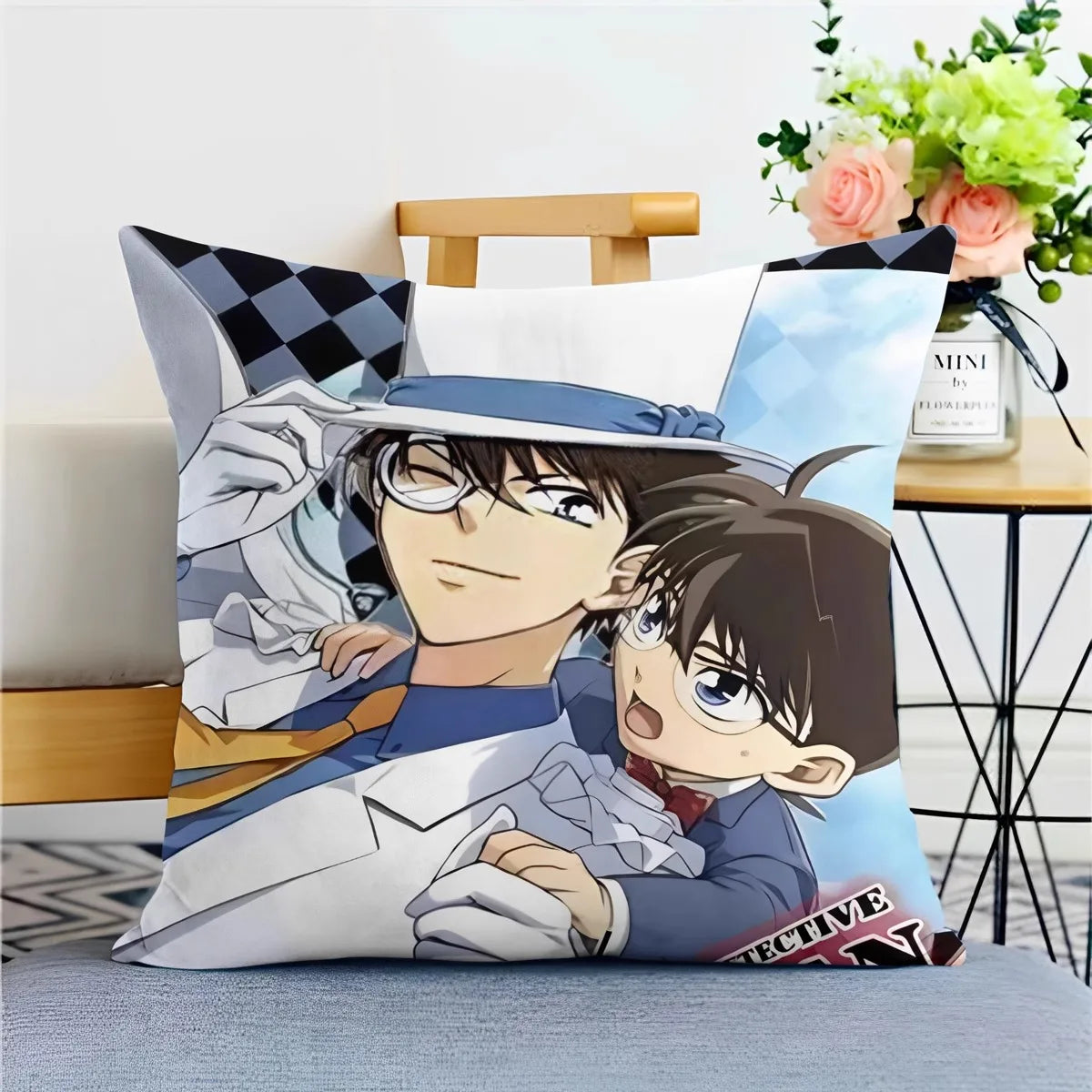 Detective Conan Pillowcase – Soft Anime Cushion Cover with Zipper for Sofa & Bedroom Decor