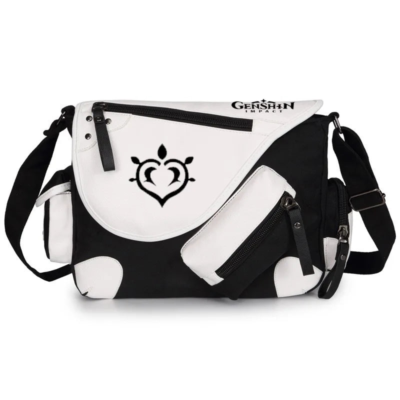 Genshin Impact Anime Canvas Casual Zipper Shoulder Bag Crossbody Bag Schoolbags Large Capacity Bag Men's Shoulder Messenger Gift