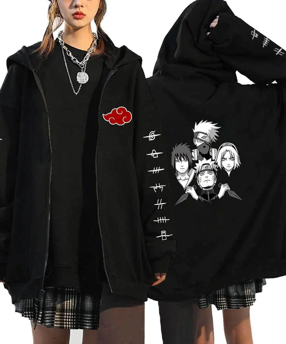 Autumn Zip Up Jacket Anime Naruto Figures Sweatshirt Men Women Plus Size Casual Clothing Harajuku Coat Halloween Gifts