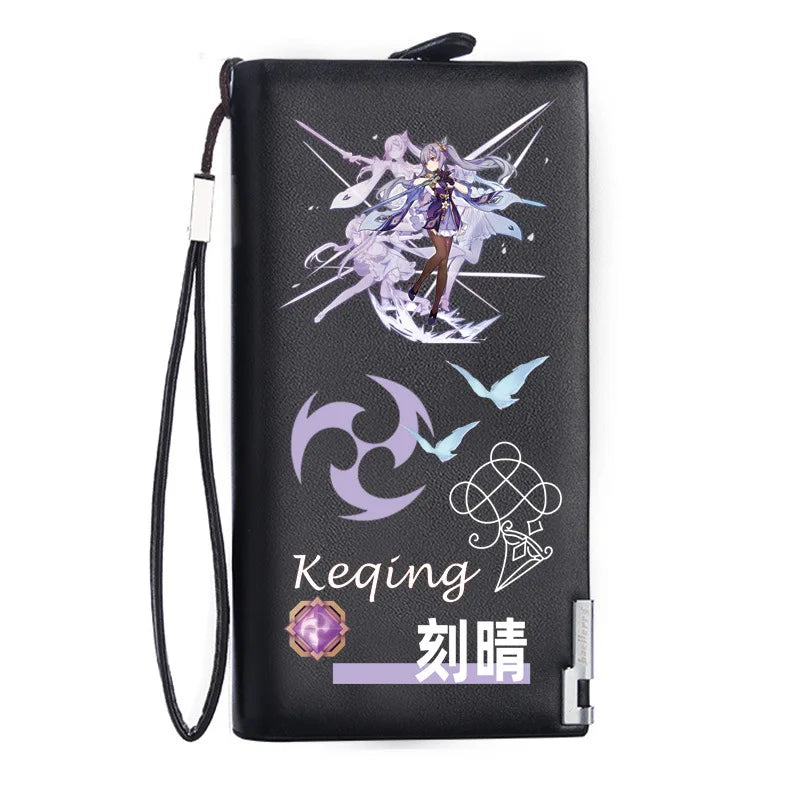 Genshin Impact Mondstadt Anime Peripheral New Zipper PU Wallet Handsome Personality Boy Print Coin Purse Short Card Pack Holiday