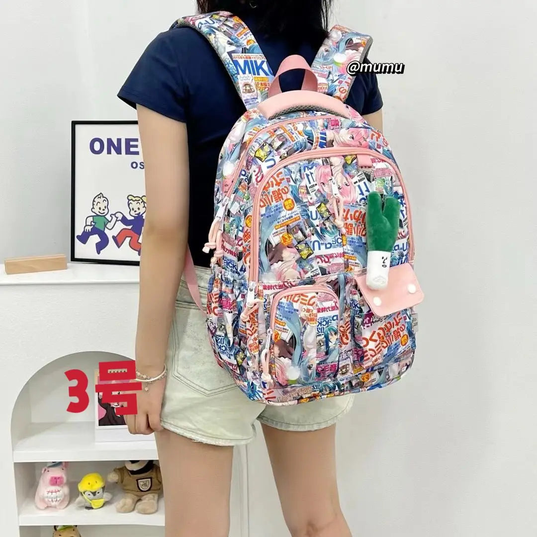 Hatsune Miku New Bag Junior High Student Large Capacity High School Student Girls Middle School Backpack Holiday Gift