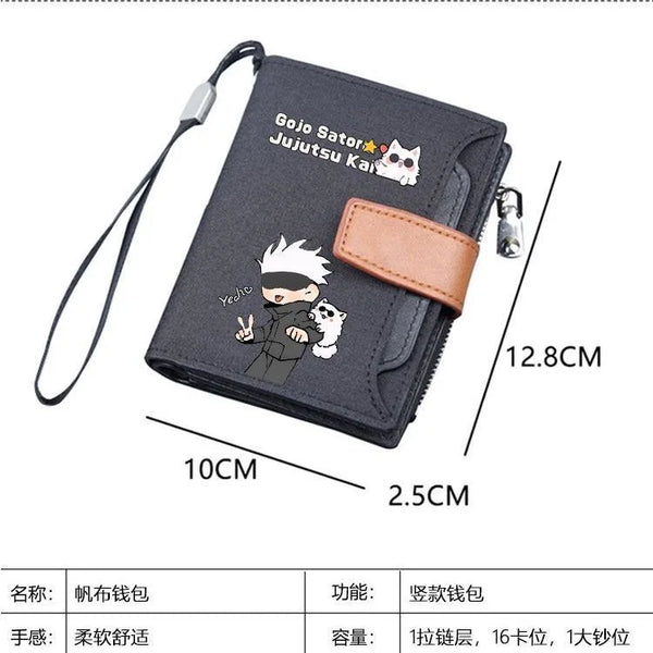 Anime Jujutsu Kaisen Gojo Satoru Folding Wallet – Bifold Card Holder & Coin Purse