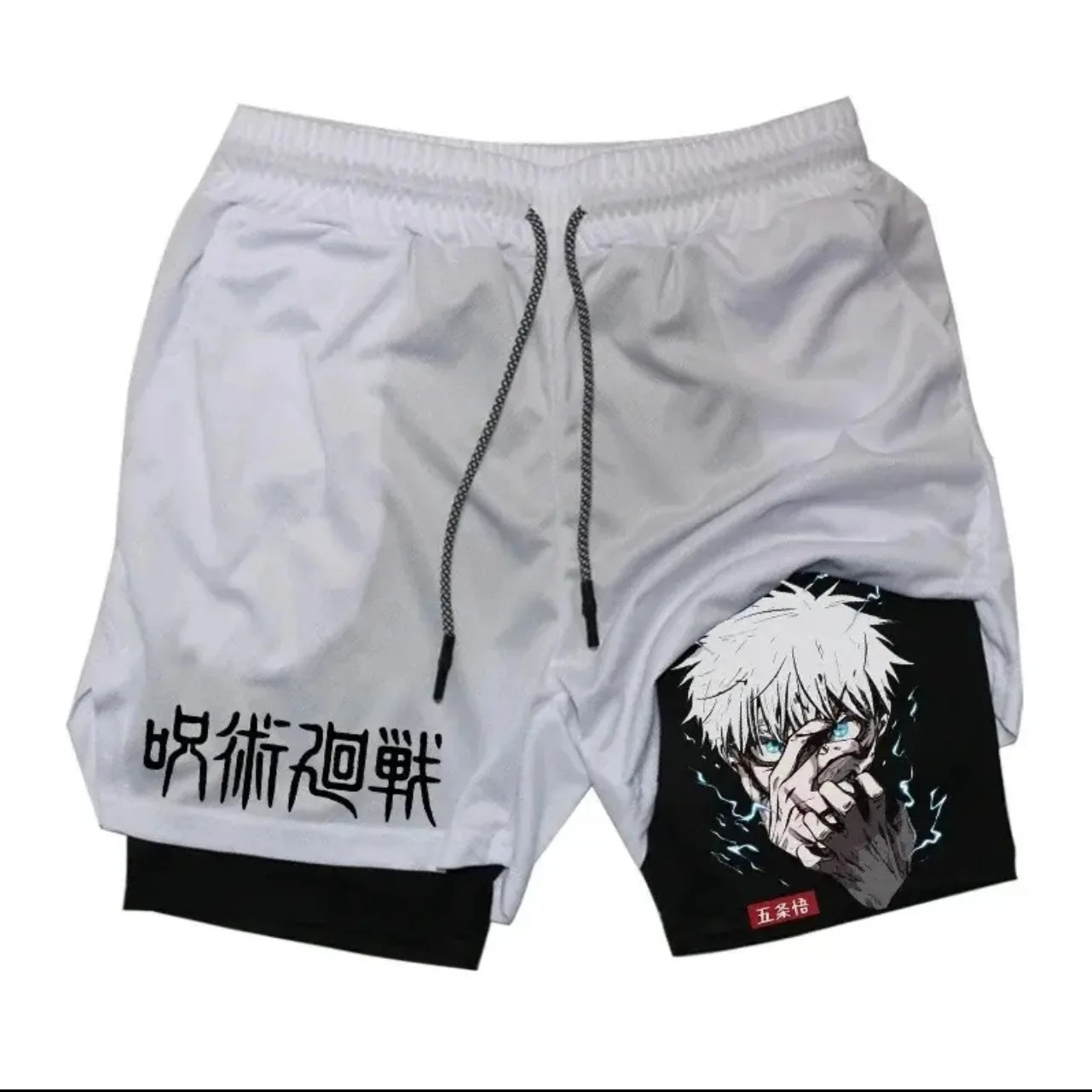 Anime Jujutsu Kaisen Performance Yuji Print Sport Running 2 in 1 Gym Shorts Training Men's Summer Workout Sportwear Y2K Shorts