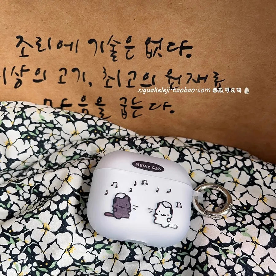 For AirPods 4 Cute Cat Couple Earphone Case for AirPods Pro2 Pro 1 2 3 Case Animal Soft Clear TPU Cover Fundas