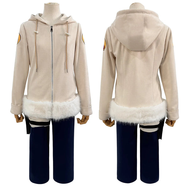 Anime Hinata Hyuga Cosplay Costume – Young Version Coat, Pants & Leg Bag Set