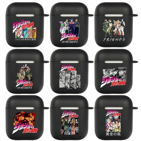 Anime JoJo S Bizarre Adventure Airpods Case for AirPods 3 2 1 Pro Black Wireless Bluetooth Earphone Box Cool Cover