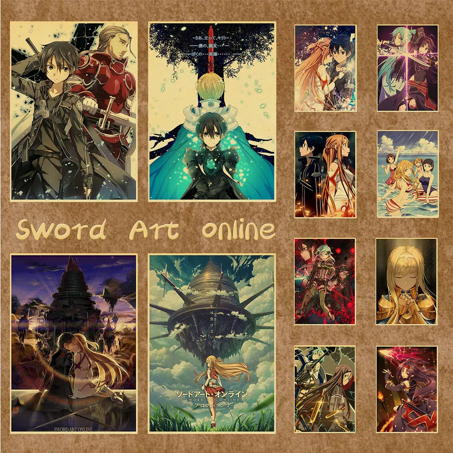 Anime Sword Art Online SAO Good Quality Painting Coated Poster White Paper For Home Bar Wall Decor