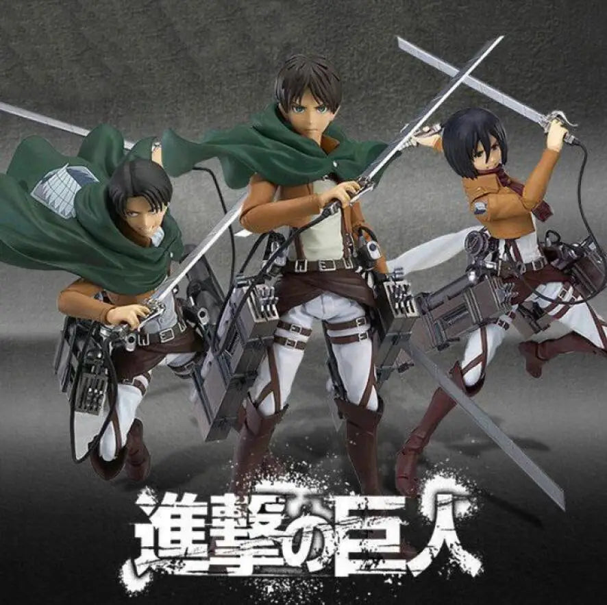 15cm Attack on Titan Levi Rivaille Rival Mikasa Ackerman Eren Jaeger Action figure toys doll Christmas gift with box