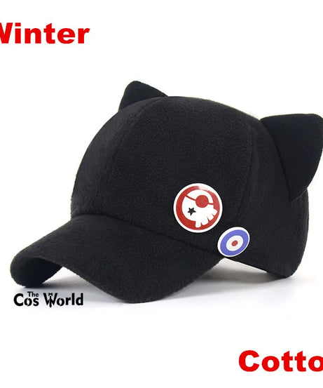 EVA Shikinami Asuka Rangure Cat Ear Polar Fleece Hat Peak Baseball Cap Anime Cosplay Accessories