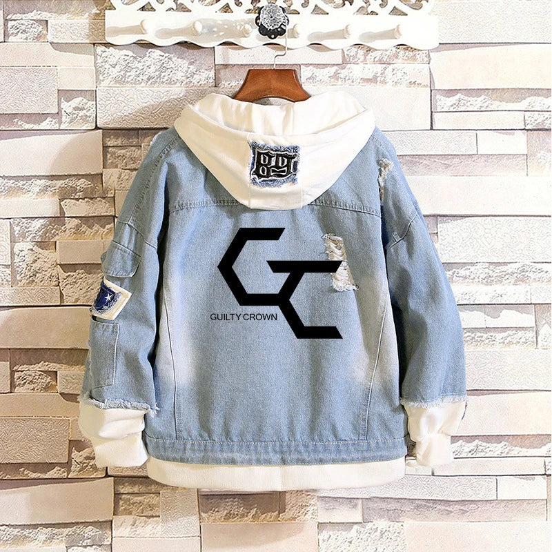 Attack on Titan Scout Legion Denim Patchwork Hoodie Harajuku Streetwear Jacket 5