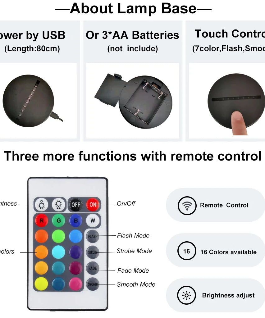 3D Led Nightlight Anime Inuyasha for Child Bedroom Decor Lighting Birthday Gift