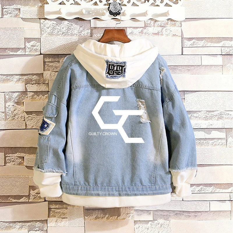 Attack on Titan Scout Legion Denim Patchwork Hoodie Harajuku Streetwear Jacket 6