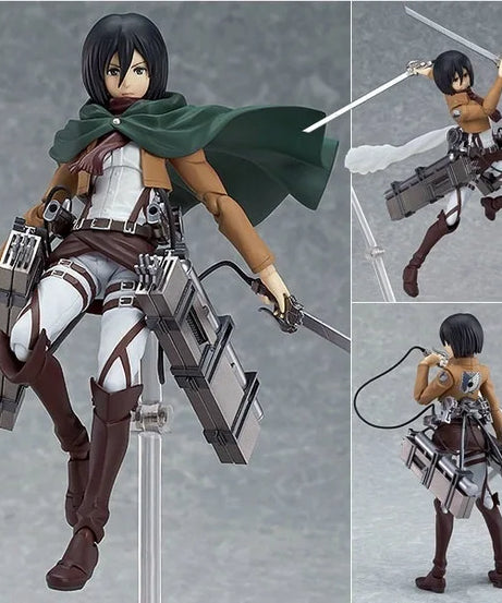 15cm Attack on Titan Levi Rivaille Rival Mikasa Ackerman Eren Jaeger Action figure toys doll Christmas gift with box