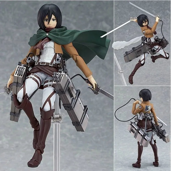 15cm Attack on Titan Levi Rivaille Rival Mikasa Ackerman Eren Jaeger Action figure toys doll Christmas gift with box