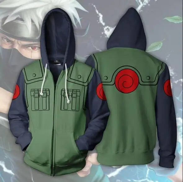 Anime Naruto Kakashi Hatake Cosplay Hoodie – Green Tactical Ninja Jacket & Casual Sweater for Adults 5