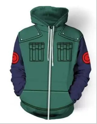 Anime Naruto Kakashi Hatake Cosplay Hoodie – Green Tactical Ninja Jacket & Casual Sweater for Adults 6