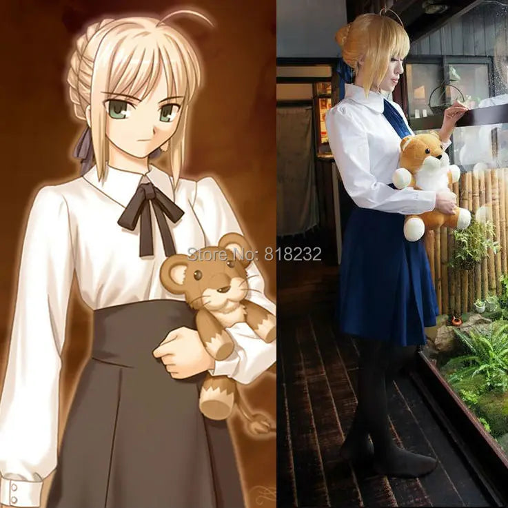 Fate Saber Altria Pendragon School Uniform Outfits Customize Anime Game Cosplay Costumes