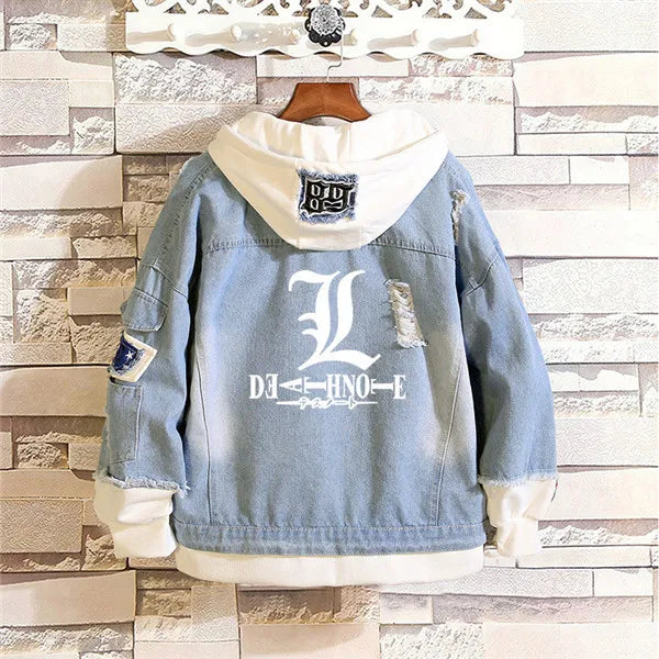 Attack on Titan Scout Legion Denim Patchwork Hoodie Harajuku Streetwear Jacket