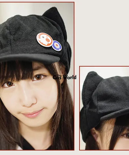 EVA Shikinami Asuka Rangure Cat Ear Polar Fleece Hat Peak Baseball Cap Anime Cosplay Accessories