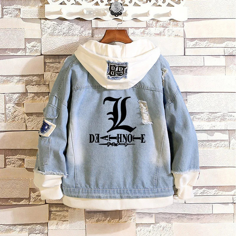 Attack on Titan Scout Legion Denim Patchwork Hoodie Harajuku Streetwear Jacket 4