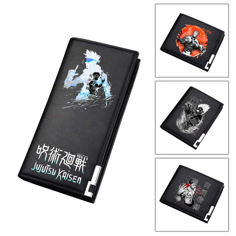 Anime Jujutsu Kaisen PU Leather Wallet – Short & Long Bifold Card Holder & Coin Purse