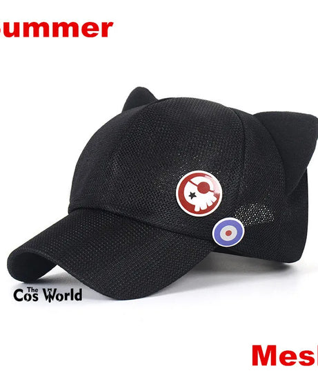 EVA Shikinami Asuka Rangure Cat Ear Polar Fleece Hat Peak Baseball Cap Anime Cosplay Accessories