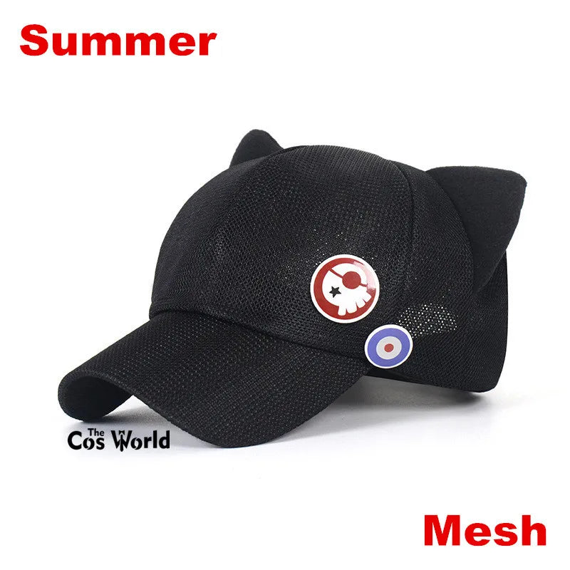 EVA Shikinami Asuka Rangure Cat Ear Polar Fleece Hat Peak Baseball Cap Anime Cosplay Accessories
