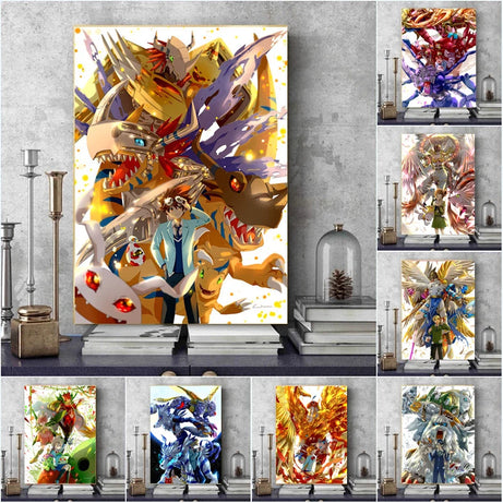 Anime Digimon Adventure Canvas Painting Poster Print Yagami Taichi Agumon
