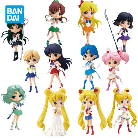 Bandai Sailor Moon Anime Figure Q Posket Chibiusa Hino Rei Mizuna Ami Anime Figure Genuine High Quality