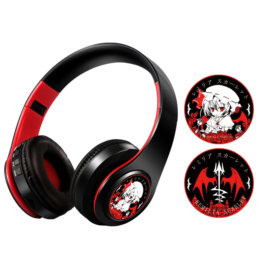 Anime Project Remilia Scarlet Cute Wireless Bluetooth Headset Stereo Foldable Gaming Headphones Cosplay Earphone Gift
