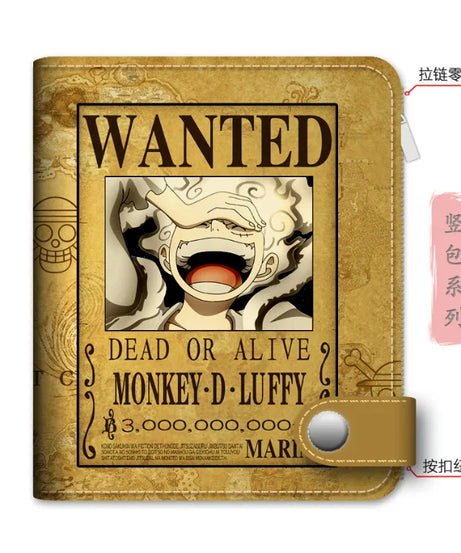 Anime One Piece Figure Wallet Luffy Purse Zoro Ace Bounty Order Skeleton Pattern Pu Kawaii Wallet Card Holder Purse