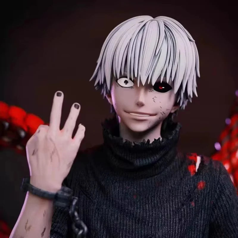 Tokyo Ghoul Figurine Kaneki Ken Action Figure 39cm Pvc Gk Statue Model Changeable Head Ornament Collection Desk Decoration Gifts