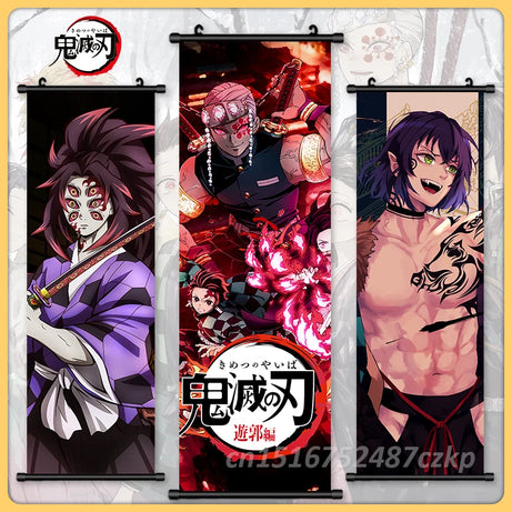 Anime Poster Canvas Print Demon Slayer Wall Art Picture Hanging Scroll