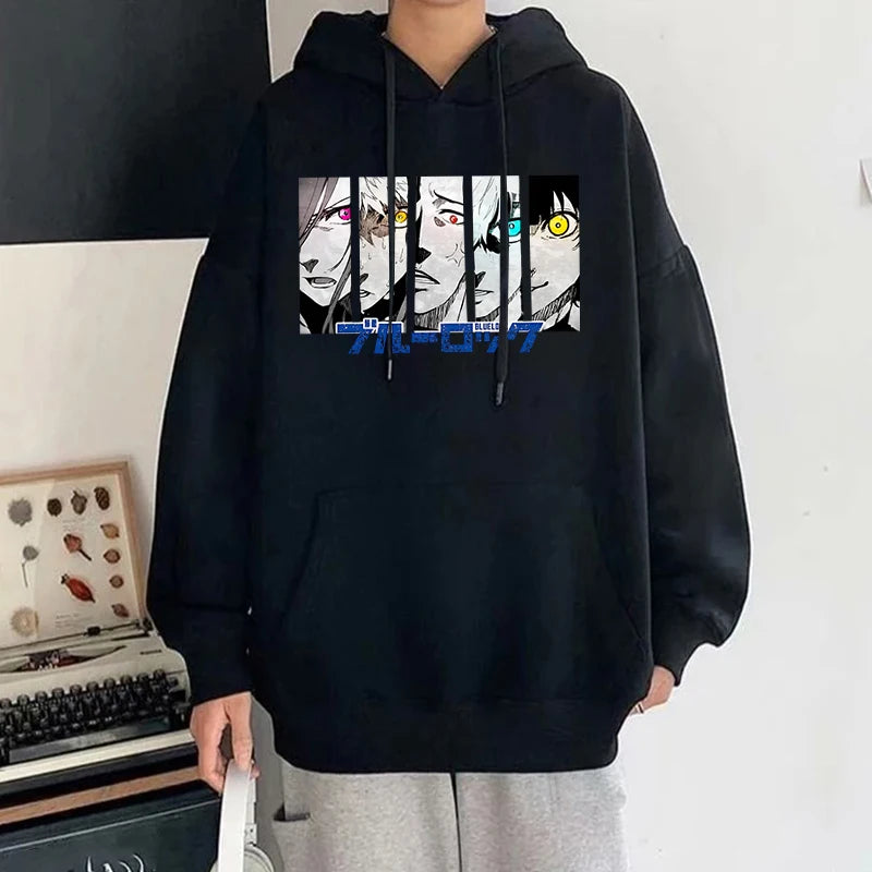 Anime Blue Lock Print Sweatshirt Women'S Casual Top Harajuku Fashion Hooded Sweatshirt Long Sleeve