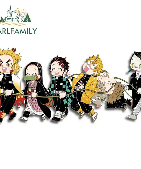 EARLFAMILY 13cm X 3.8cm Anime Running Chibi Car Stickers Trunk Windows Cartoon Decal Personality Kamado Nezuko Car Accessories