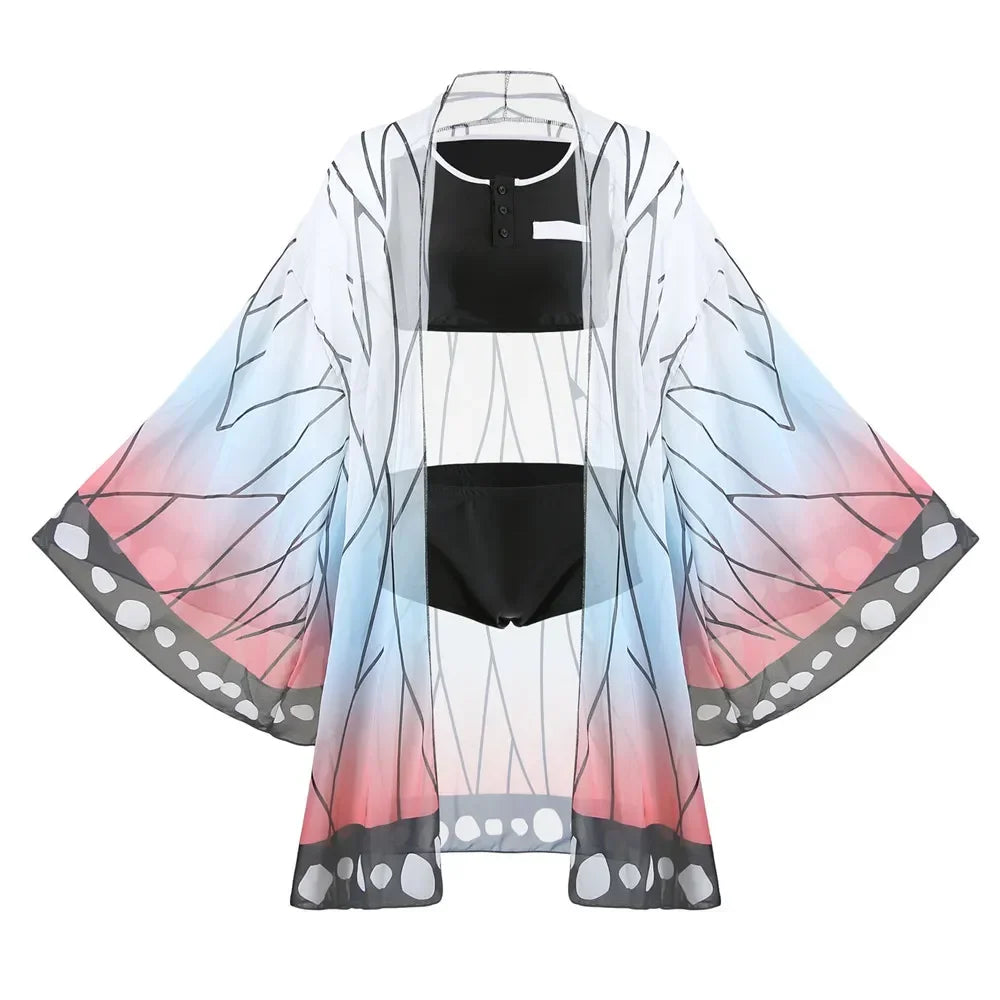 New Swimsuit Anime Demon Slayer Kochou Shinobu Kamado Cosplay Costume Kimono Agatsuma Zenitsu Sexy Bikini Beach Summer Halloween