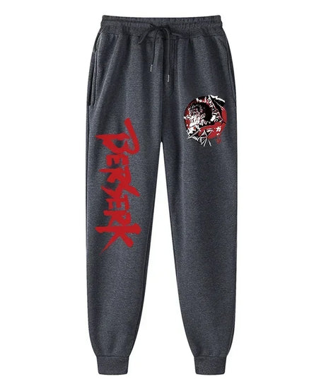 Men's berserk animated printed sportswear pants sports jogging pants casual polar lining pocket pants